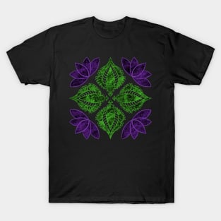 Mandala Design Leaves and Lotus Flowers T-Shirt